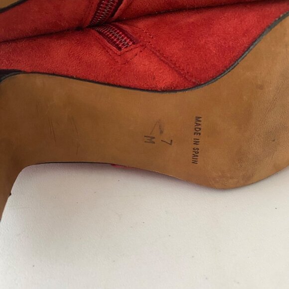 Donald Pliner Lancel Ankle Boots Shoes Heel Red Suede - Picture 10 of 10